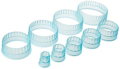 Ateco 5707 Fluted Edge Round Cutter Set in Graduated Sizes, Durable, Food-Safe Plastic, 7 Pc Set,Blue - size: Fluted Edge, style: Round - 7 Pc Set