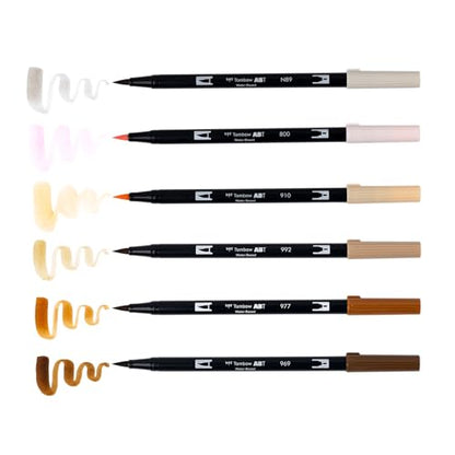 Tombow 56241 Dual Brush Pen Art Markers, Coffee Break, 6-Pack, Water-Based Ink, for Hand Lettering, Watercolor, Fine Art
