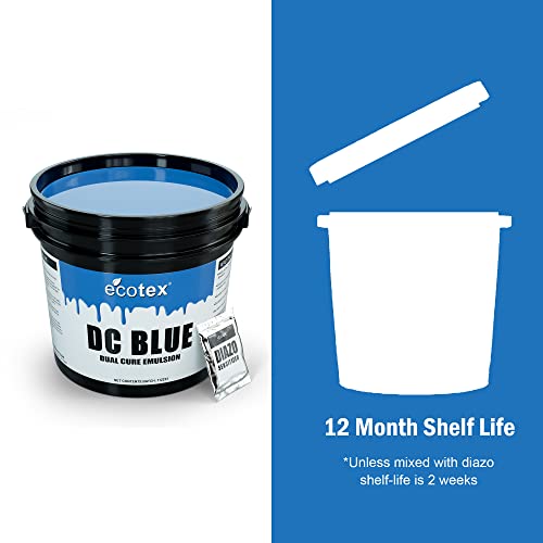 Ecotex® DC Blue Screen Printing Emulsion (Pint - 16oz.) Diazo Required Photo Emulsion for Silk Screens and Fabric- for Screen Printing Plastisol Ink and Water Based Ink, Screen Printing Supplies - size: 16 fl oz