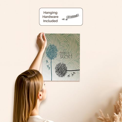 3dRose Inspired Teal Make A Wish Dandelion Flowers Museum Grade Canvas Wrap 11x14 - size: 11"L x 14"W