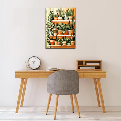 Natuyalo Framed Paint by Numbers Kit for Adults - Potted Plants DIY Adult Paint by Number Kits Green Plants Acrylic Canvas Painting for Adults Beginners Art Crafts with Frame, 12x16 Inch - color: Color-05