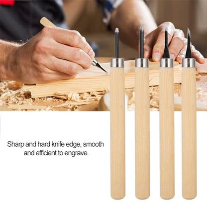 Wood Carving Tool 4 Pc Set,Small Wood Paddle, Sharpener Rubber Stamp Knives Micro Carving Tool Carving Tools Set (#1) 4pcs Wood Knife Manual (Number one)