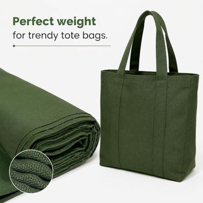 Wildarms 100% Cotton Canvas Fabric by The Yard - 59" Wide 12oz Heavy Duty Natural Duck Canvas for Sewing DIY, Tote Bags, Upholstery & Embroidery (Army Green, Cut by the Yard - color: Army Green, size: 1-Yard Pre-Cut (Non-Continuous)