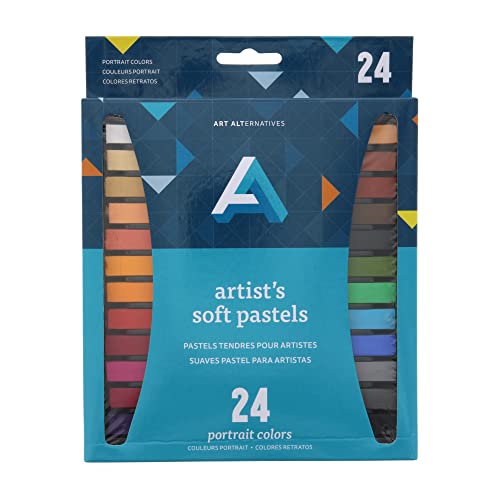 Art Alternatives Artist Soft Pastel Set, 24-Colors, Portrait - Reusable Inner Tray, Vibrant Colors, Rich Lay Down - 2-5/8" x 3/8" Stick Size - color: Portrait