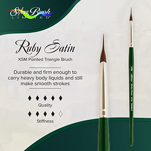Silver Brush Limited 2515S-XSM Ruby Satin Pointed Triangle Paintbrush for Oil, Acrylic, and Heavy Body Paints, Size XSM, Short Handle - size: X-Small