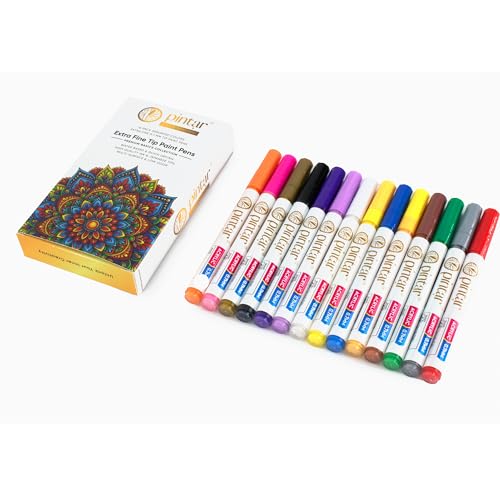 PINTAR Acrylic Paint Pens, 14 Pack, Extra Fine 0.7mm Japanese Tip Paint Markers for Rock Painting, Wood, Glass, Ceramic, Leather, Shoes, Canvas, Multi Surface Quick Dry Japanese Opaque Ink Marker Set - size: .7mm