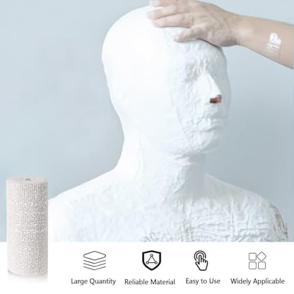 10 Pack Plaster Cloth Rolls Gauze Bandages,Plaster Strip Gauze Wrap for Art Project, Body Casts, Belly Cast, Masks, Scenery Construction - Each Roll 4 inch x 15 feet