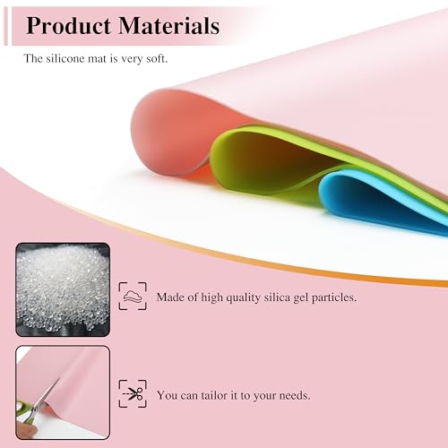 Silicone Craft Mats, YACEYACE 2Pcs 24"x 16" Large Silicone Mat, Pink Silicone Craft Mats for Paiting, Jewelry,Heat Resistant, Kitchen Counter - color: Pink, size: 24"x 16"