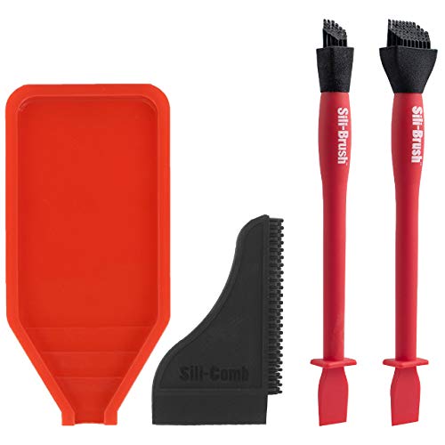 Sili Glue Brush Kit & Sili Tray with Roller, Reusable Small Brushes for Crafts, Arts & Hobby