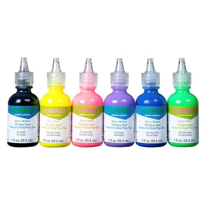 Scribbles Dimensional Fabric Paint 6/Pkg - 80'S Pop - color: 80s Pop