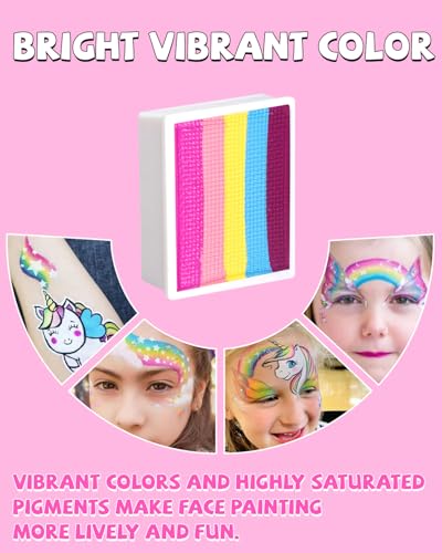Anka Bella Professional Face Painting Kit for Kids,12X10gm Water Activated Rainbow Cake Face Paint with Stencil & Brushes,Hypoallergenic & Non-Toxic,Gift for Birthday Parties/Halloween/Carnival - color: Rainbow Valley set