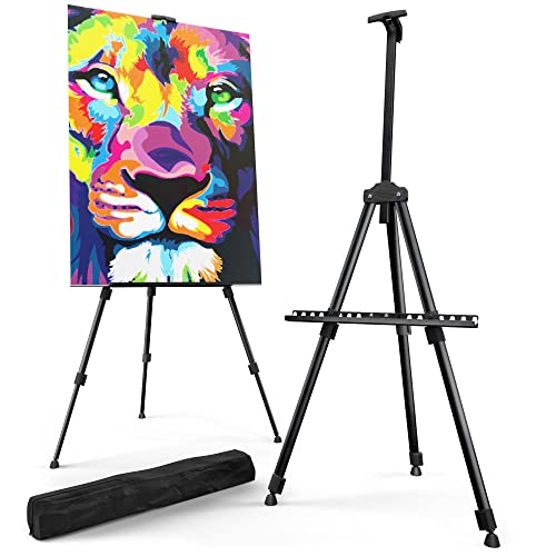 T-Sign 17 to 66 Inch Heavy Duty Easel Stand - Adjustable Metal Tripod Art Easel for Painting and Display, Portable Canvas Stand with Carrying Bag for Artists, Tabletop and Outdoor Use (Black, 1 Pack) - style: 66 Inch Anthracite Black (1 Pack)