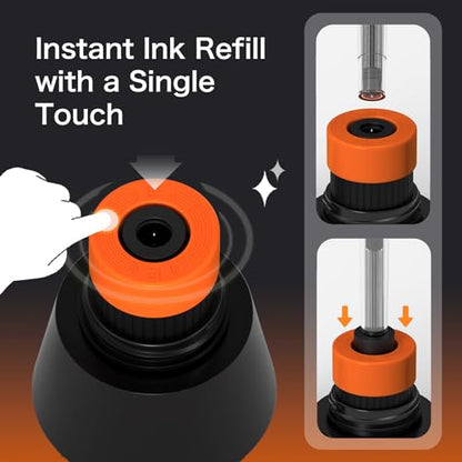 Self-Inking Fountain Pen Set, Auto Ink Refill No Cartridges or Converter Needed, Includes Black Bottled Ink, Clear Barrel, Chrome Trim, Fine Nib-Smooth Writing, Journaling, Calligraphy