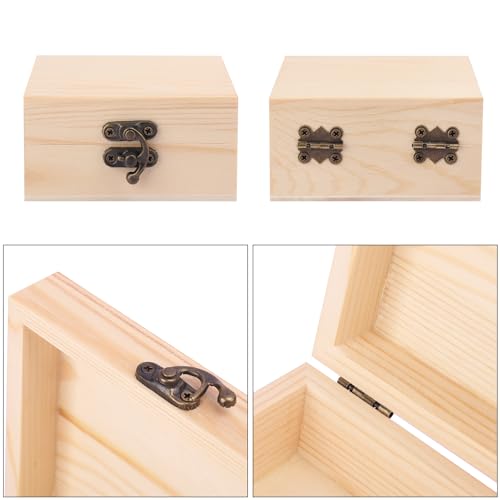 GNIEMCKIN 14 Pack Wooden Box with Hinge Lids, Unfinished Unpainted Wood Boxes for Crafts, DIY Projects, and Jewelry Storage (3.54x3.54x1.77 inch) - size: 14 Pack (3.54x3.54x1.77 inch)
