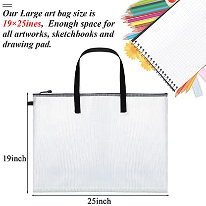 Frienda 10 Pieces Art Portfolios Bags Waterproof Portfolios Posters Storage Supply Bags with Zipper and Handle for Art Artworks, Bulletin Boards, Charts and Teaching for Back to School (19x25 Inches) - size: 19 x 25 Inches