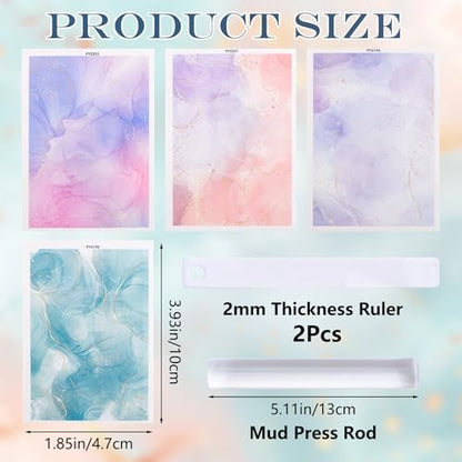 Clay Transfer Paper, 4Pcs Ink Gilded Texture Patterns Polymer Clay Transfer Sheets with Auxiliary Tools for Fantastic Jewelry Making - color: Gilding