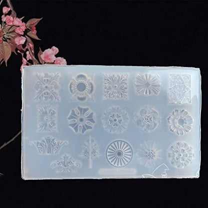 Crystal Epoxy Embossed Flower Pattern Mold Plaster Mold Decoration Silicone Pendant for Craft Silicone Pendant for Resin Casting