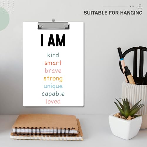 Mental Health Clipboard, Affirmation ClipBoards with Low Profile Clip for Toddler Kids Students, Therapist ClipBoards Suitable for School Office, 13" x 9.4" Size - C07 - style: I Am Kind Smart