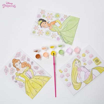 Innovative Designs Disney Princess Canvas Paint Set for Kids with 3 Canvases, Acrylic Paint, Paintbrush, & Easel - Tiana, Belle, and Rapunzel - color: Disney Princess