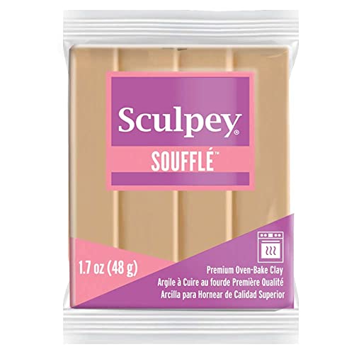 Sculpey Soufflé™ Polymer Oven-Bake Clay, Latte Tan, Non Toxic, 1.7 oz. bar, Great for jewelry making, holiday, DIY, mixed media and more! Premium light-weight oven bake clay. - color: Latte, size: 1.7 oz