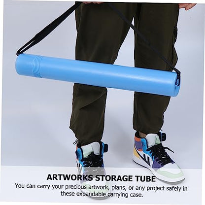 TEHAUX 2pcs Extendable Plastic Telescopic Poster Tube Design for Blueprints and Artworks with Strap Storage for Artists and Planners