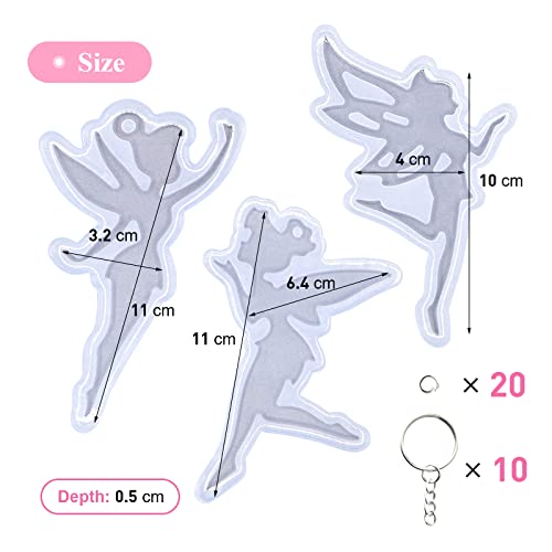 Angel Wings 33Pcs Shiny Fairy Shape Silicone Molds Kit Beautiful Women Resin Mold for DIY Epoxy Resin UV Resin Casting Mold DIY Keychain Pendant Jewelry Making Necklace Clear - color: 3Pcs Set