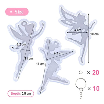 Angel Wings 33Pcs Shiny Fairy Shape Silicone Molds Kit Beautiful Women Resin Mold for DIY Epoxy Resin UV Resin Casting Mold DIY Keychain Pendant Jewelry Making Necklace Clear - color: 3Pcs Set