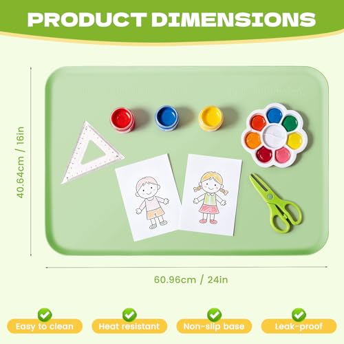 Silicone Art Mat for Crafts, 24"x16" Silicone Painting Mat to Keep Clean Protects Surfaces Perfectly for Crafts, Legos, Resin & Jewelry-Making, DIY Crafts Mat - color: Green