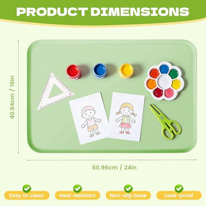 Silicone Art Mat for Crafts, 24"x16" Silicone Painting Mat to Keep Clean Protects Surfaces Perfectly for Crafts, Legos, Resin & Jewelry-Making, DIY Crafts Mat - color: Green