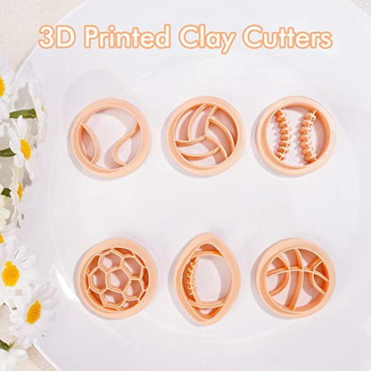Puocaon Sports Polymer Clay Cutters - 6 Shape Sports Balls Set for Jewelry Making