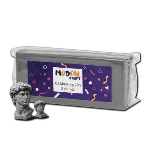 Plasticine Oil Based Non Drying Clay - Gray, 2 Lbs - Reusable, EN71 & ASTM Certified, Non Toxic, Sulfur Free, Professional Plastilina Sculpting Clay for Adults and Kids - color: Gray, size: 2 Lbs