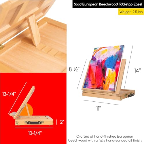 MEEDEN Professional Art Supplies - 142PCS All-in-one Painting Kits for Adults, Beechwood Easel, Aluminum Alloy Bracket, 30 Quality Brushes, 96 Paints & Other Professional Art Supplies. - size: 142pcs