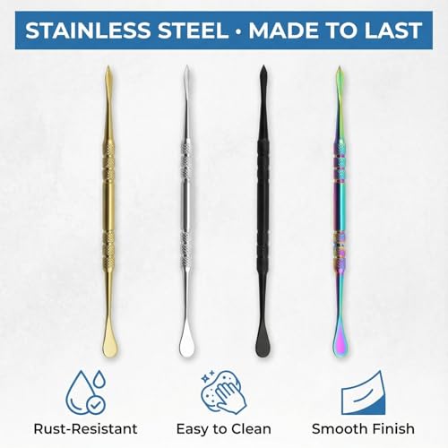 4 Pcs Wax Carving Tools Set, Stainless Steel Double-Ended Sculpting Tools for Wax Clay Pottery, Non-Slip Grip Detail Modeling Tools for Sculpting, Carving, Shaping & Jewelry Making(4.8inch）