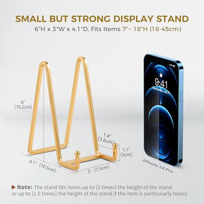 Plate Holder Easel Display Stand - 6 inch Metal Plate Stands for Display - Tabletop Picture Stand - Gold Iron Easels for Display Pictures | Photo Frames | Book | Decorative Plates | Plaque - 4 Pack - size: 6 inch-4