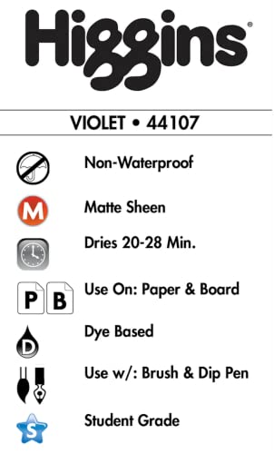 Higgins Dye-Based Drawing Ink, Violet, 1 Oz Bottle (44107) - color: Violet