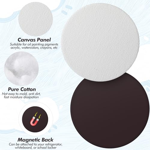 Engrowtic 50 Pcs Magnetic Painting Canvas Panel Mini Canvas Boards for Painting Mini Tile Art for Fridge Locker Art Crafts DIY(2.5 in,Round) - size: 2.5 in, style: Round