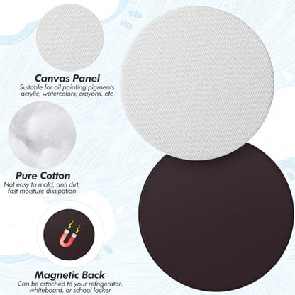 Engrowtic 50 Pcs Magnetic Painting Canvas Panel Mini Canvas Boards for Painting Mini Tile Art for Fridge Locker Art Crafts DIY(2.5 in,Round) - size: 2.5 in, style: Round