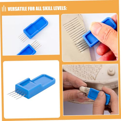 DIYEAH 2pcs Pin Texture Brush for Pottery Clay Texture Roller Kit for Adults Ceramic Scoring Tool Needle Set Clay Detailing Tool for Sculpting