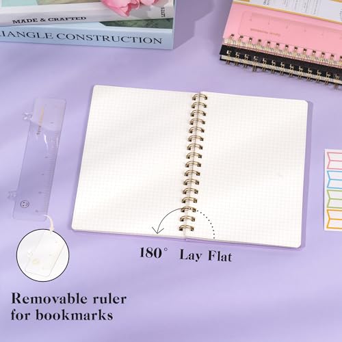Yoment Graph Paper Spiral Notebook A5 Graphing Notebook 160 Pages Graph Paper Notebook Spiral Bound Waterproof Plastic Hardcover Spiral Journal 5x7 Grid Notebooks for Note Taking,Purple - color: Purple, style: A - Graph - A5