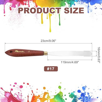 MECCANIXITY Pack of 1 Palette Knife No.17, 9.1" Long Palette Knives with Stainless Steel Flexible Spatula Pallet Knife and Wood Handle for Scraping, Mixing, Oil Acrylic Painting Canvas - style: No.17