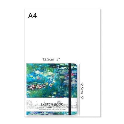 5" x 5" Hardcover Sketch Book,Small Mixed Media Sketch Pad,58 Sheets 150GSM Acid-Free Artist Drawing Paper,Travel Journal Blank Notebook for Painting,Illustration,Art Supplies.Oil Painting Pond - color: 150gsm Cloth-oil painting pond