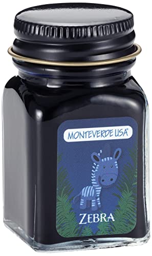 Monteverde Jungle Fountain Pen Ink, 30ml, Zebra (Blue) | Animal-inspired fountain pen ink with bold color, smooth flow, and creative writing personality. - color: Zebra (Blue)