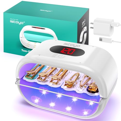ISTOYO UV Light for Resin Fast Even Curing, Two-Sided & Split Usagable | Digital Display, Longer Time Setting (2m, 3m, 5m), Split Usagable, Large UV Lamp, For Resin Curing, Jewelry Making, DIY Craft - size: 7.6'L×5.1'W×4.1'H