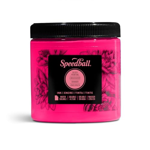 Speedball Water-Soluble Block Printing Ink, 8-Ounce Jar, Fluorescent Magenta - color: Fluorescent Magenta, size: 8 fl oz