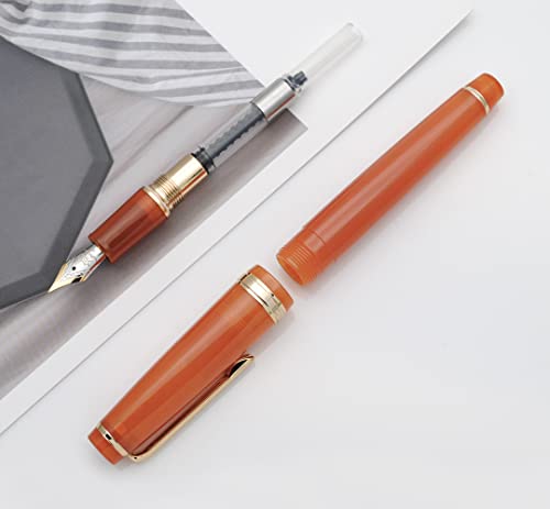 JINHAO 82 Fountain Pen with Gold Clip (F Nib 0.5mm, Transparent Brown) - color: Transparent Brown