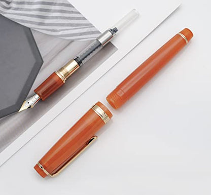 JINHAO 82 Fountain Pen with Gold Clip (F Nib 0.5mm, Transparent Brown) - color: Transparent Brown