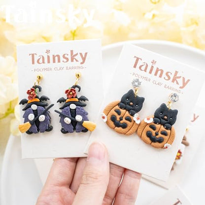 Tainsky Halloween Clay Cutters - 21 Shapes for Polymer Clay Cutters for Earrings（E） - color: Set E