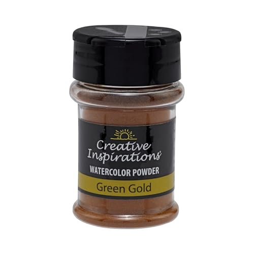 Creative Inspirations Powder Watercolor Paint - 38g Shaker Bottle, Green Gold - Dye-Based Water-Soluble Crystalline Pigments - Non-Toxic, Perfect for Abstract and Spontaneous Effects - color: Green Gold, style: Pack of 1