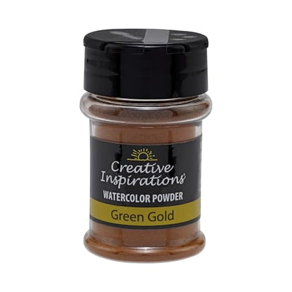 Creative Inspirations Powder Watercolor Paint - 38g Shaker Bottle, Green Gold - Dye-Based Water-Soluble Crystalline Pigments - Non-Toxic, Perfect for Abstract and Spontaneous Effects - color: Green Gold, style: Pack of 1