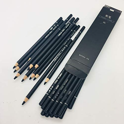 Drawing Charcoal Pencils 24 Piece Set, Pro Art Graphite Sketching&Shading Supplies, Ideal For Kid Beginner Student Adults Artist - color: Charcoal 24 Pc Set